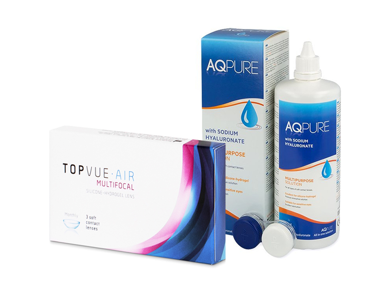 TopVue Air Multifocal (3 Linsen) + Pflegemittel AQ Pure 360 ml