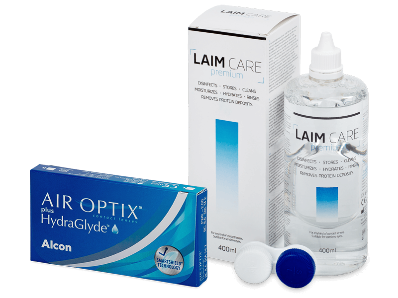 Air Optix plus HydraGlyde (6 Linsen) + Laim Care 400 ml