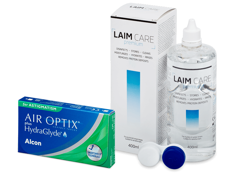 Air Optix plus HydraGlyde for Astigmatism (3 Linsen) + Laim-Care 400 ml
