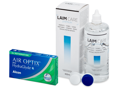 Air Optix plus HydraGlyde for Astigmatism (6 Linsen) + Laim Care 400 ml