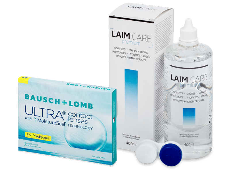 Bausch + Lomb ULTRA for Presbyopia (3 Linsen) + Laim Care 400 ml