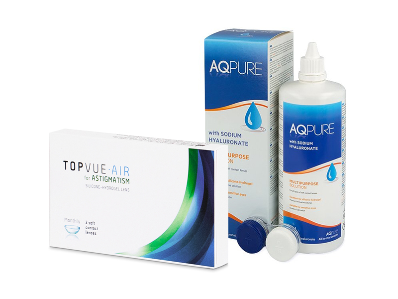 TopVue Air for Astigmatism (3 Linsen) + Pflegemittel AQ Pure 360 ml