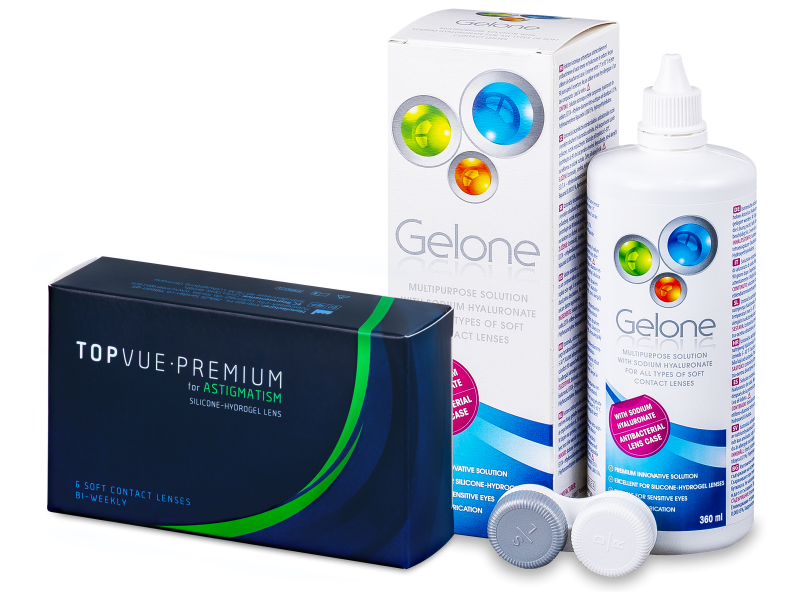 TopVue Premium for Astigmatism (6 Linsen) + Gelone 360 ml