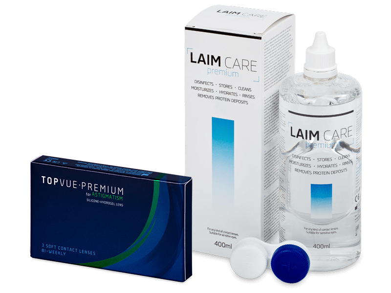 TopVue Premium for Astigmatism (3 Linsen) + Laim-Care 400 ml