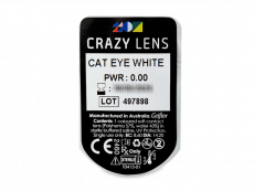 CRAZY LENS - Cat Eye White - Tageslinsen ohne Stärke (2 Linsen)