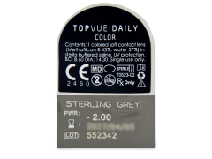 TopVue Daily Color - Sterling Grey - Tageslinsen mit Stärke (2 Linsen)